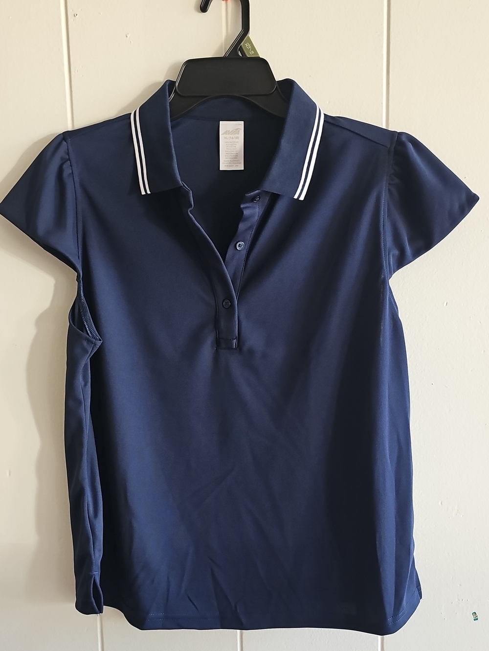 Avia Women's Navy Polo Top with Contrast Stripe Collar XL (16/18)